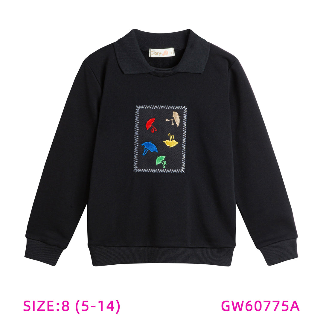 60775A-BLACK UMBRELLA SWEAT TOP