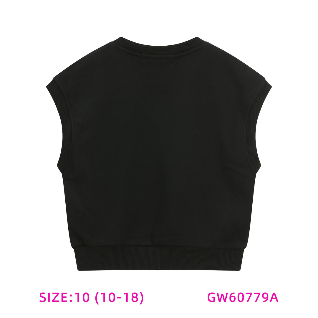 60779A-GIRLS BLACK UMBRELLA SLEEVLESS TOP