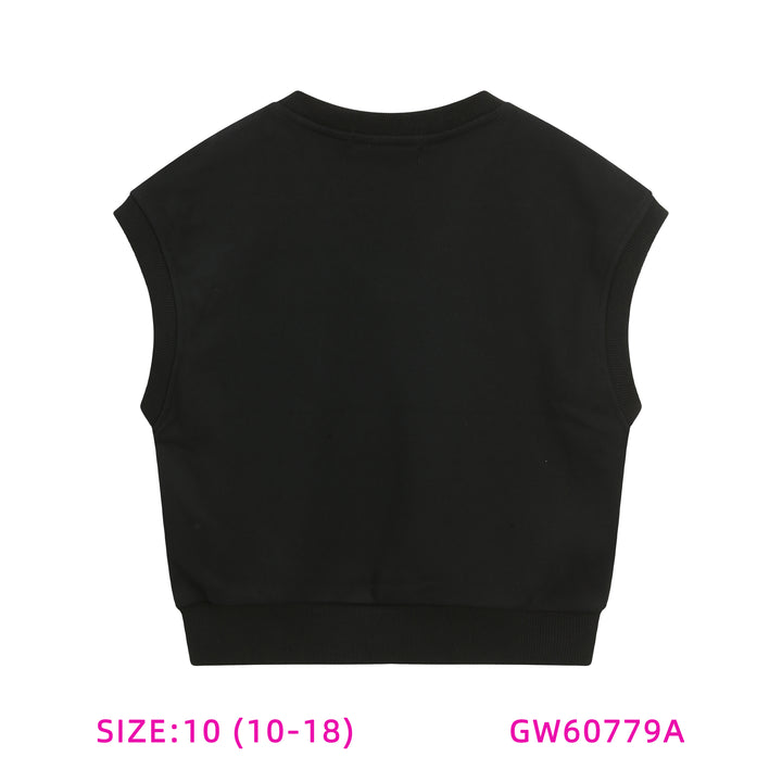 60779A-GIRLS BLACK UMBRELLA SLEEVLESS TOP