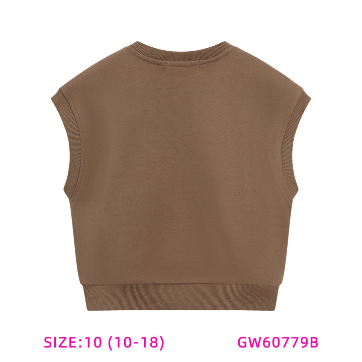 60779B-GIRLS TAN UMBRELLA SLEEVLESS TOP