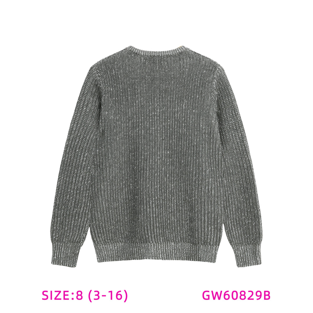 GW60829B-MELANGE GREY BOYS SWEATER