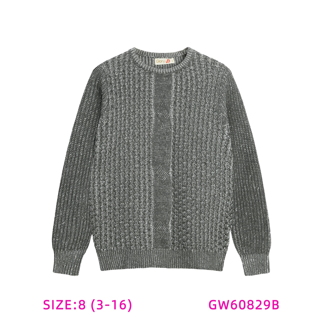 GW60829B-MELANGE GREY BOYS SWEATER