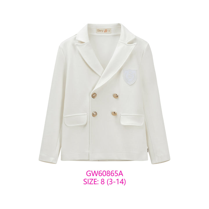 GW60865A- BOYS IVORY DOUBLE BREASTED BLAZER