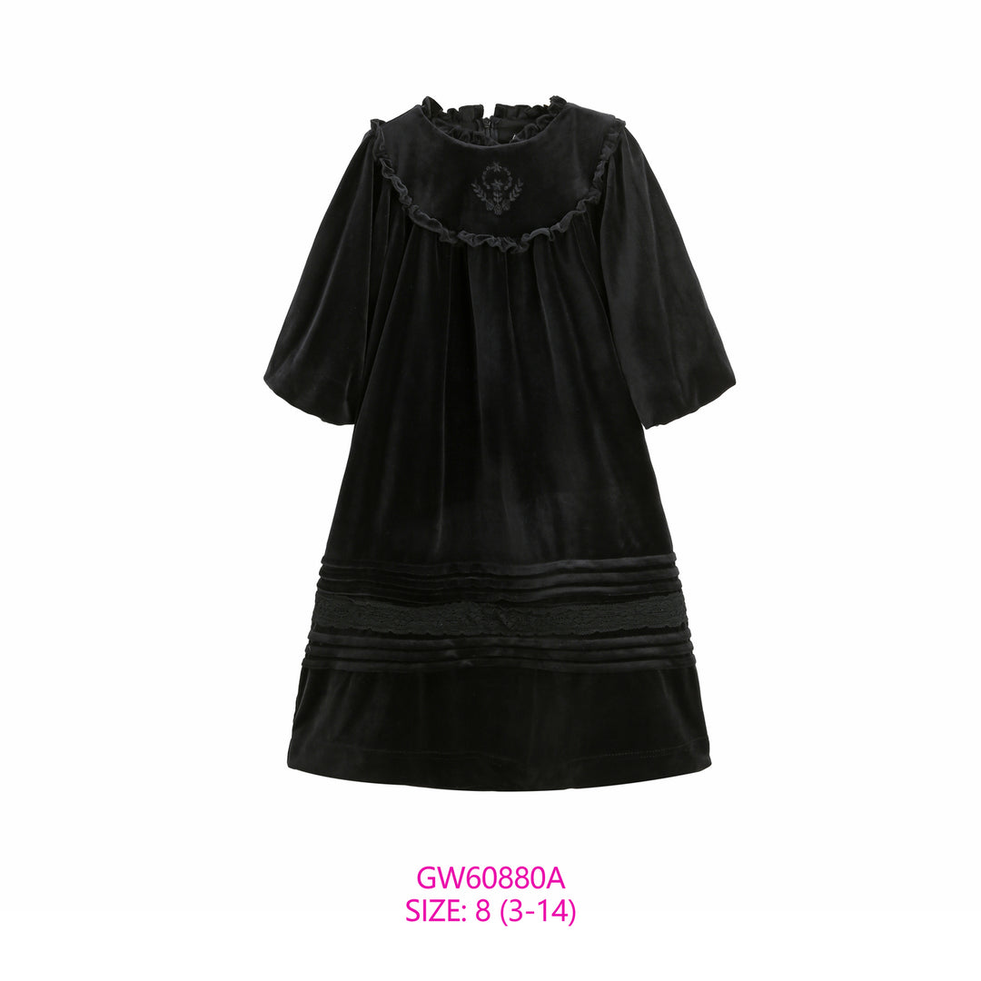 GW60880A-BLACK VELVET DRESS