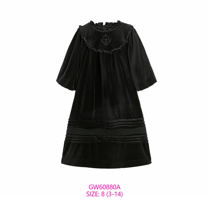 GW60880A-BLACK VELVET DRESS