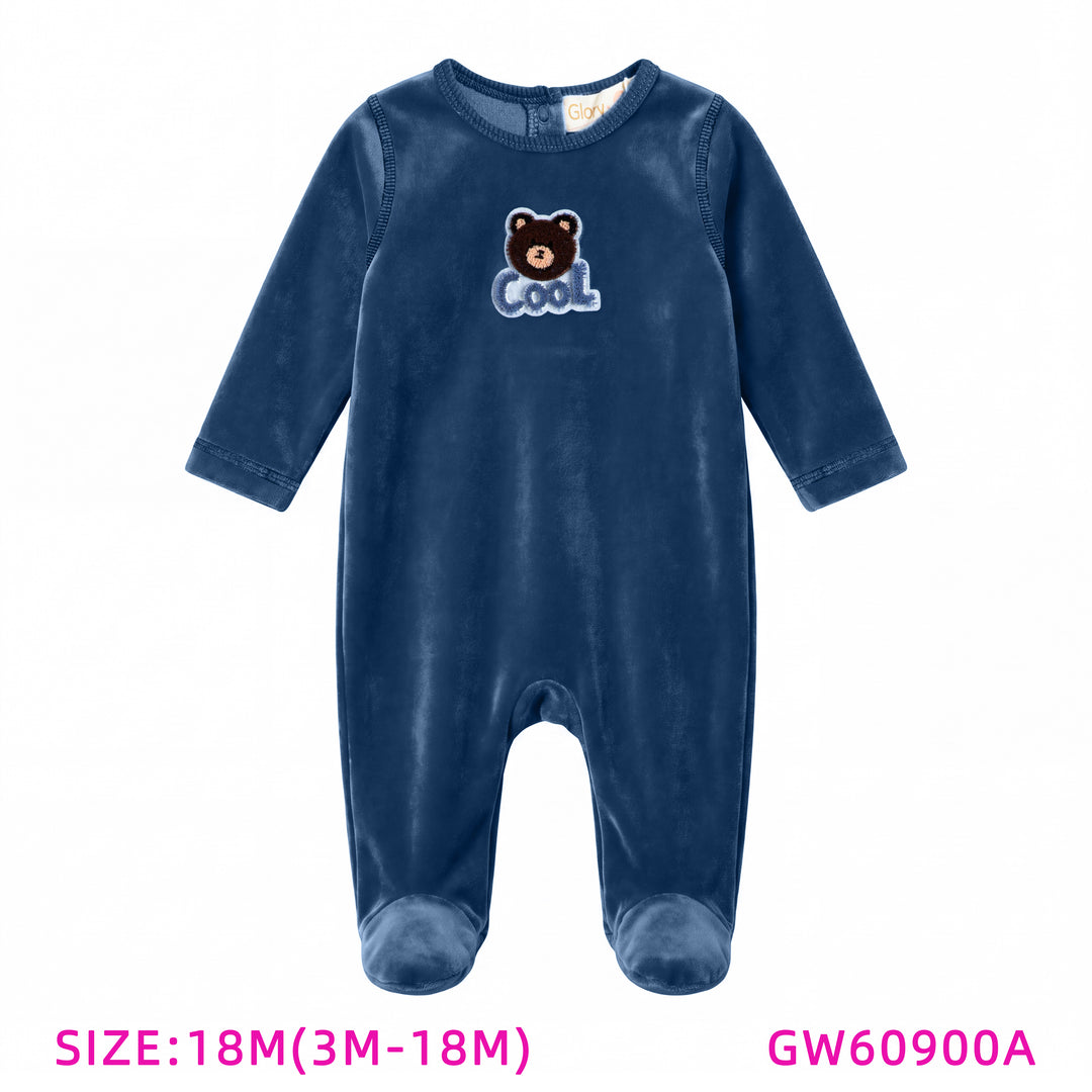 GW60900A-BLUE VELOUR FOOTIE