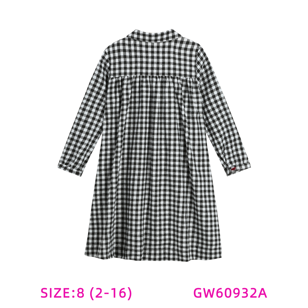 GW60932A-BLACK & WHITE GINGHAM DRESS