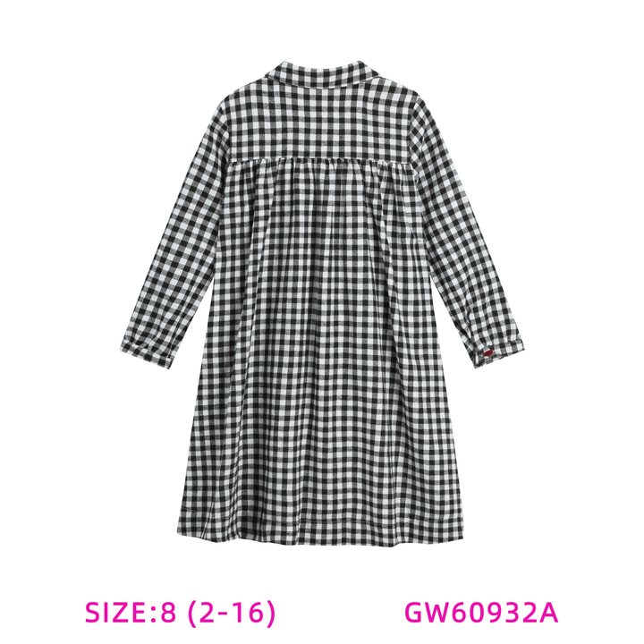 GW60932A-BLACK & WHITE GINGHAM DRESS