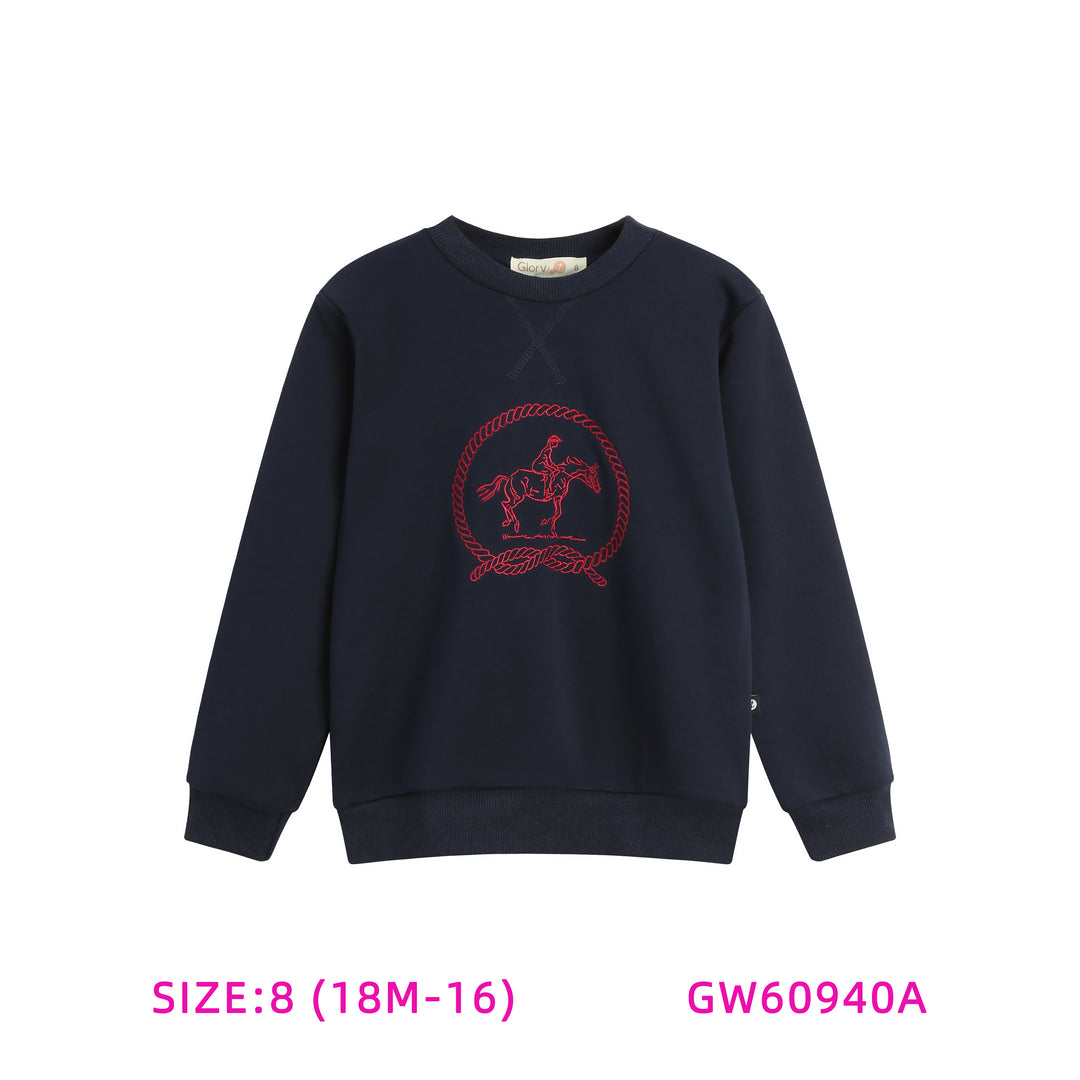 GW60940A-NAVY HORSE SWEATSHIRT