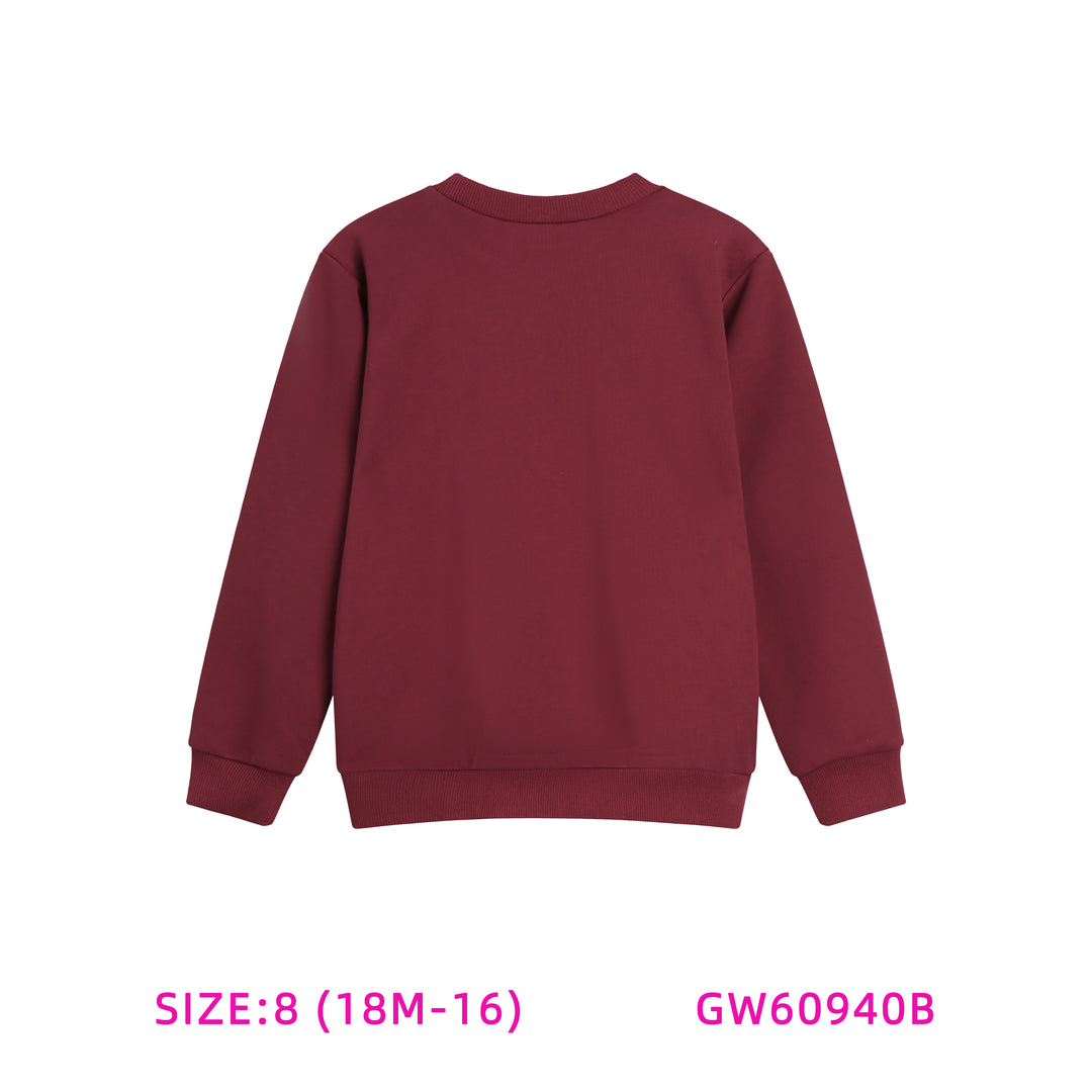GW60940B-BURGUNDY HORSE SWEATSHIRT