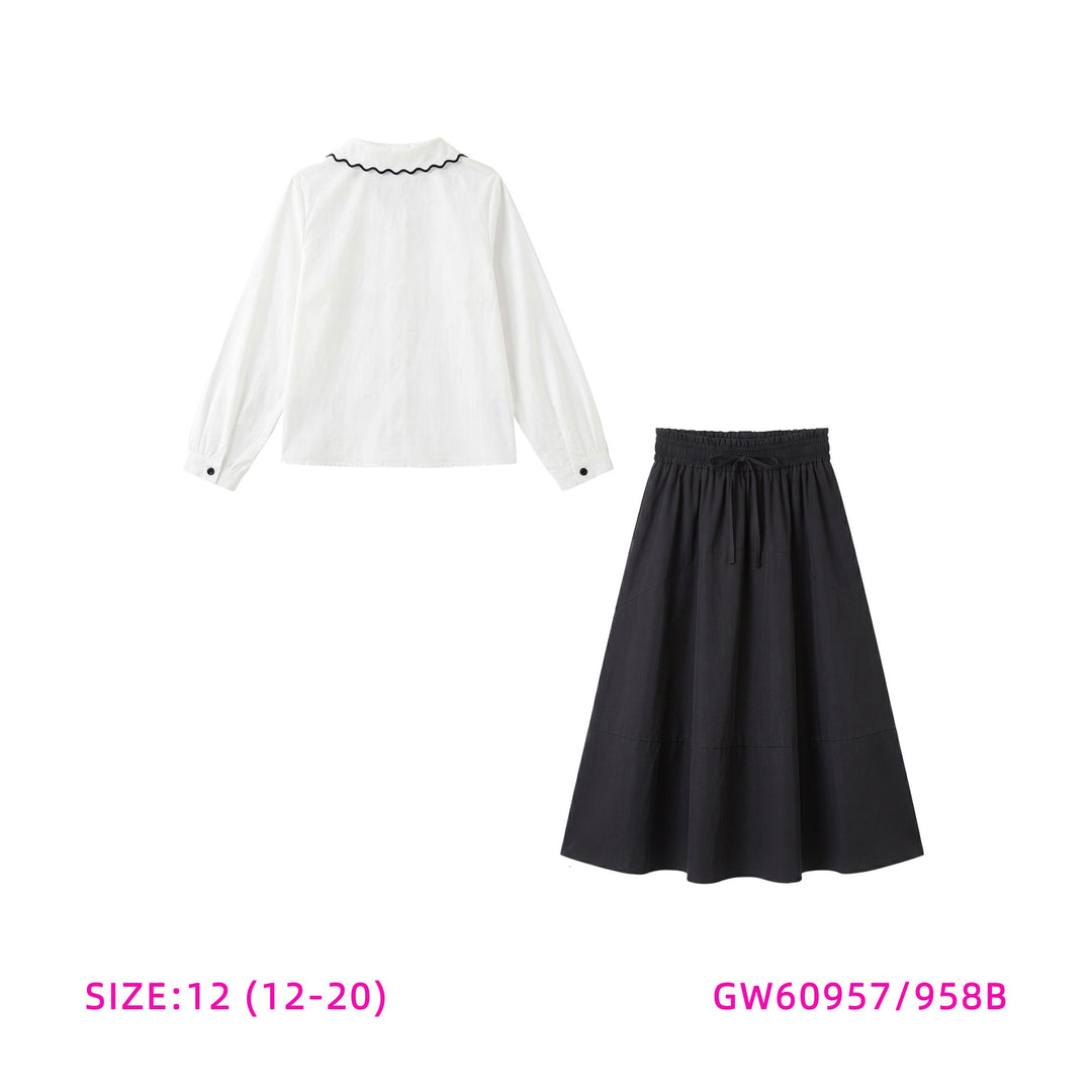 60957/58B-GIRLS BLACK/WHITE SET