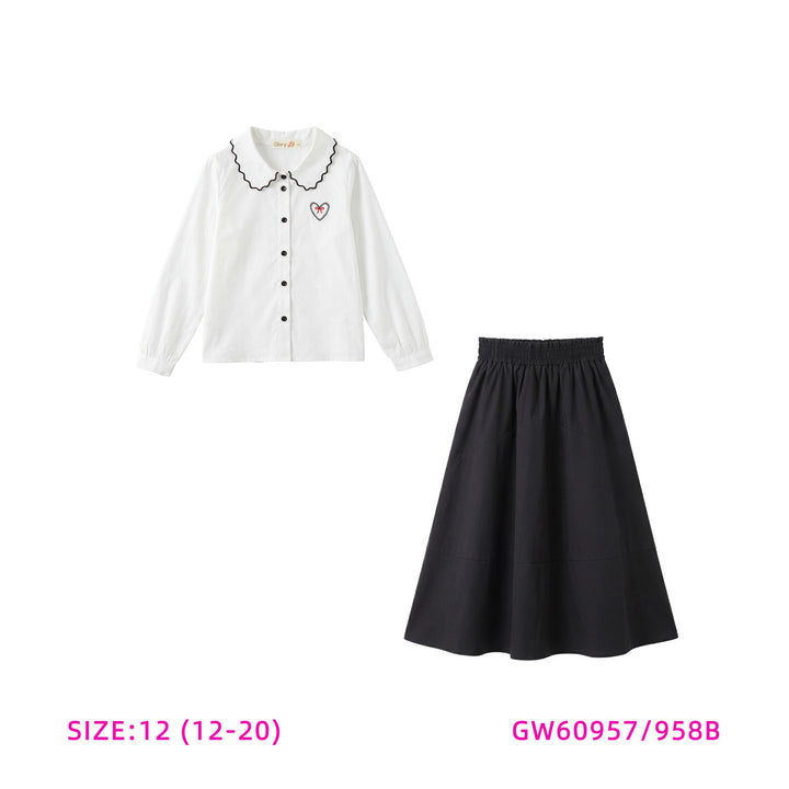 60957/58B-GIRLS BLACK/WHITE SET