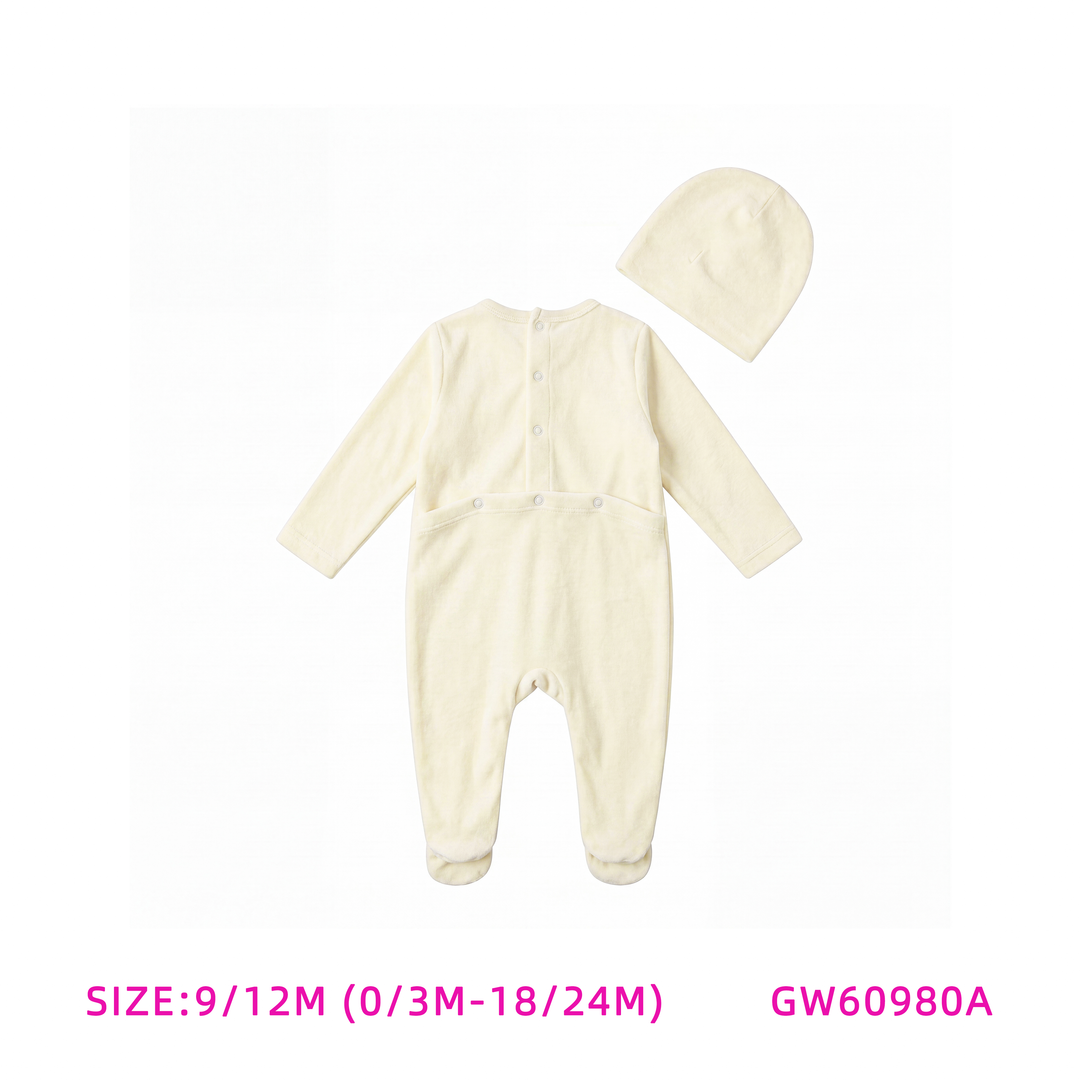 GW60980A- IVORY BUNNY ONSIE AND HAT SET