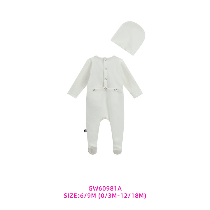 GW60981A-IVORY HEART ONSIE AND HAT SET