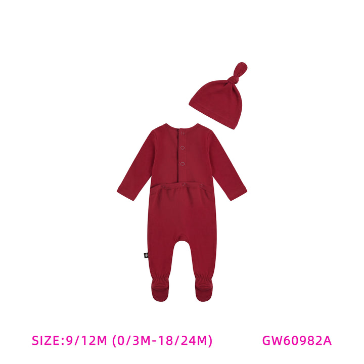 GW60982A-BURGUNDY ONSIE AND HAT SET