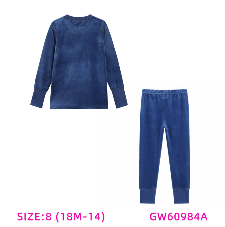 60984A-BLUE VELOUR TEDDY PAJAMAS