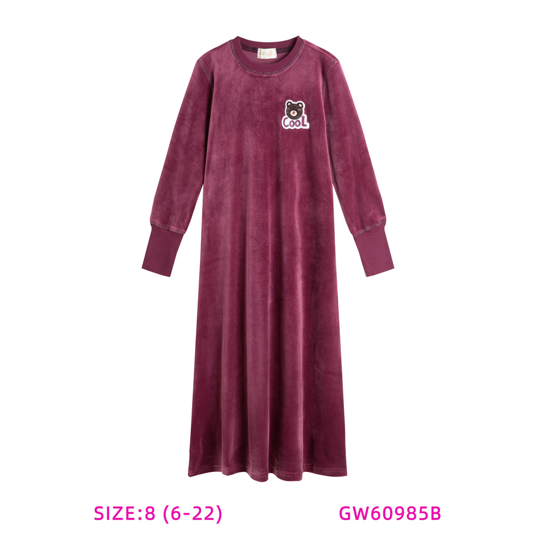 GW60985B-VELOUR NIGHTGOWN