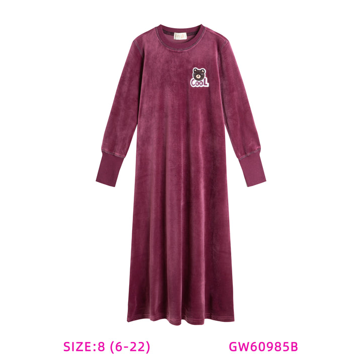 GW60985B-VELOUR NIGHTGOWN