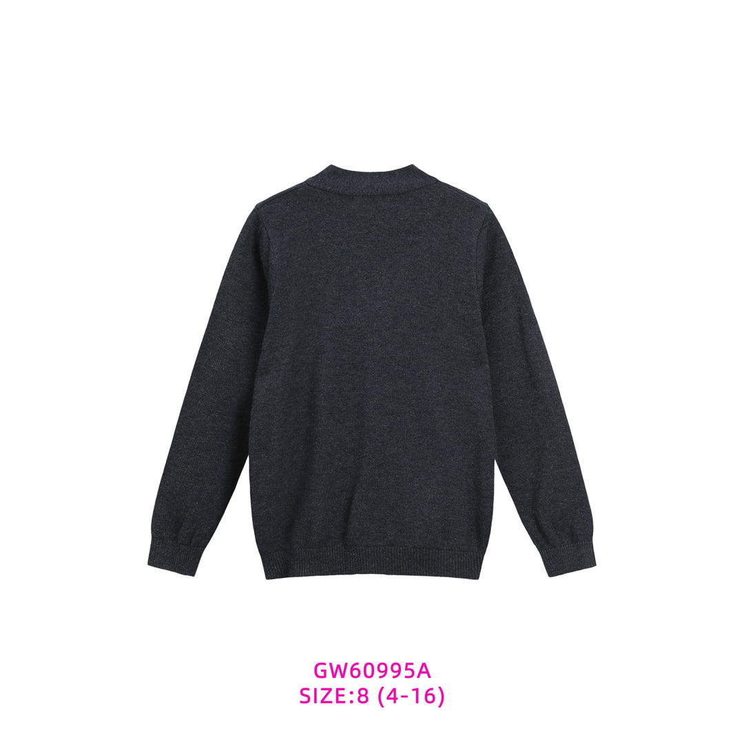 GW60995A-DARK GREY BUTTONED DOWN CARDIGAN