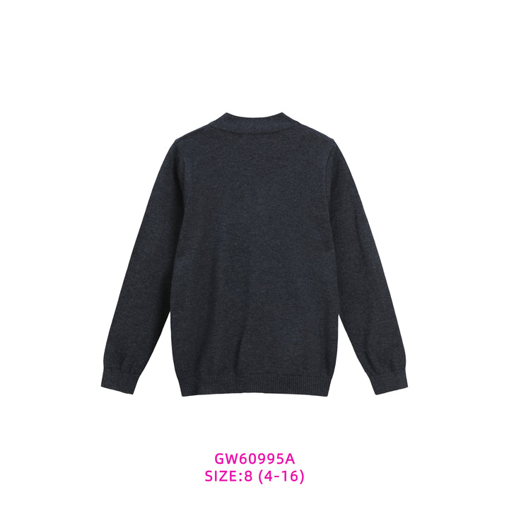 GW60995A-DARK GREY BUTTONED DOWN CARDIGAN