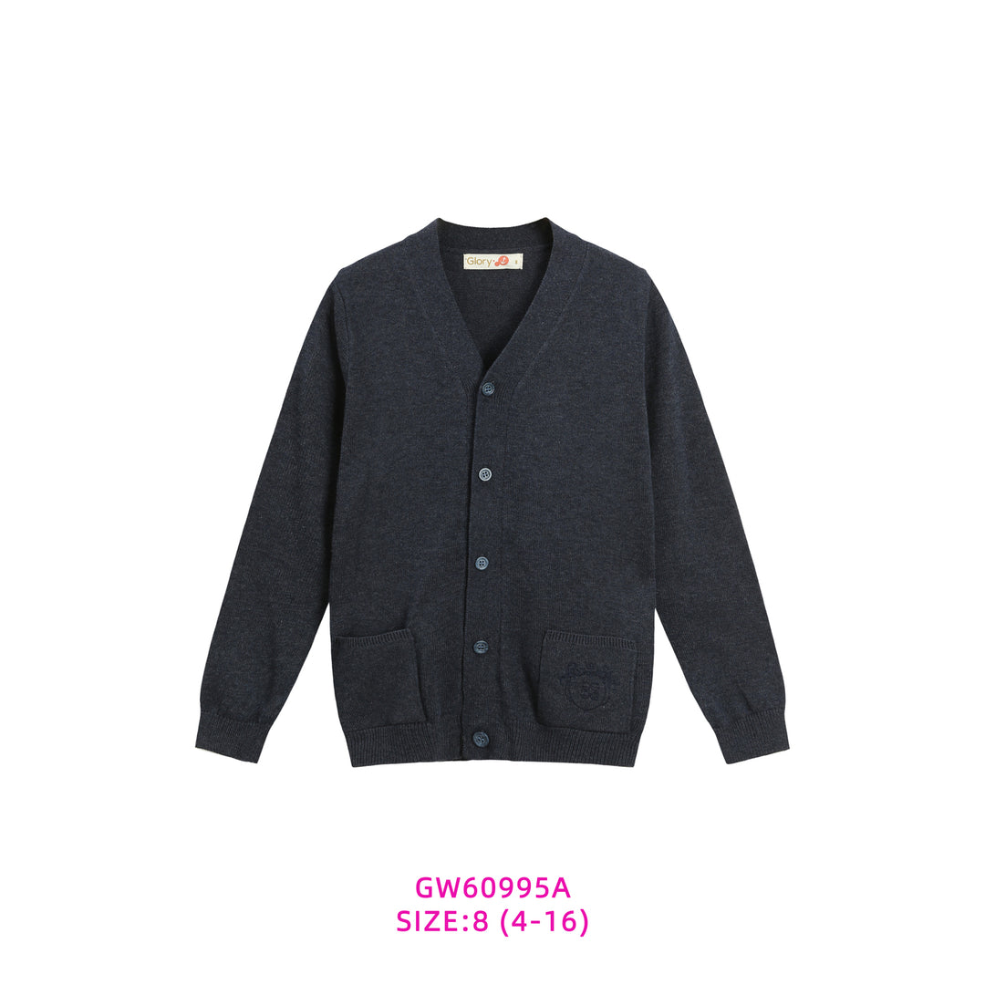 GW60995A-DARK GREY BUTTONED DOWN CARDIGAN