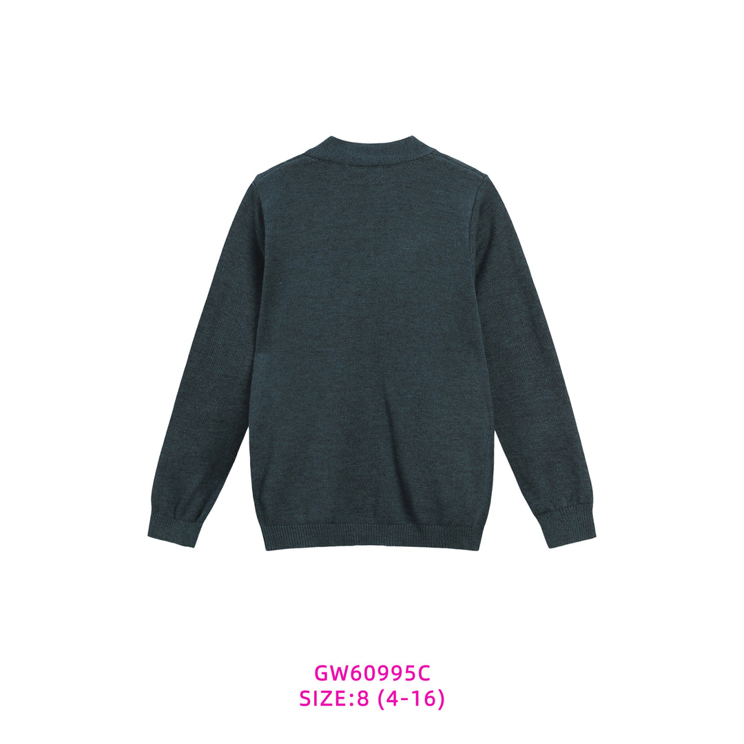 GW60995C-GREEN BUTTONED DOWN CARDIGAN