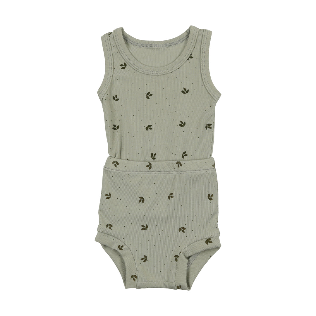 SL25045R-Scattered Leaf Print Romper-LEAF