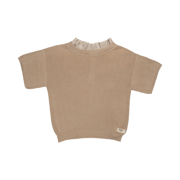 GINI SHORTSLEEVE KNIT TOP-Sand