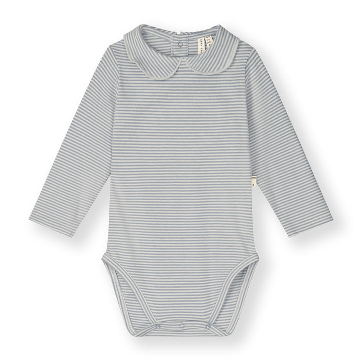 SUI027 BABY COLLAR ONESIE STONE GRAY - CREAM