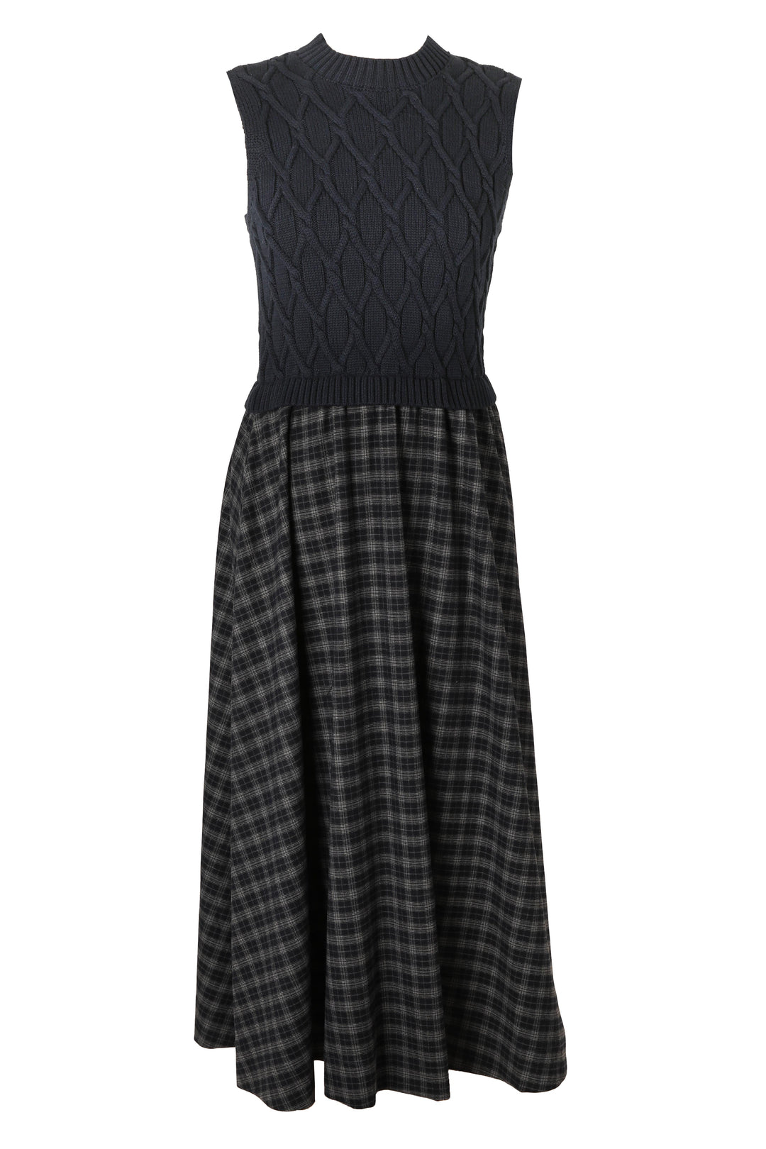 HDR006 KNIT TO WOVEN JUMPER - NAVY GREY