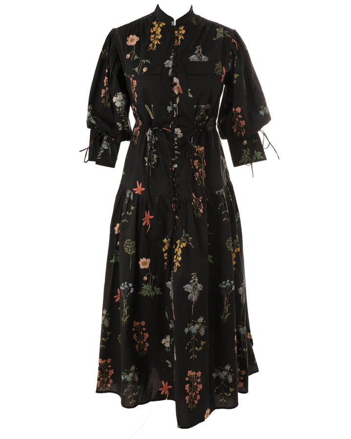 HDR701 FLORAL SMALL BUTTONS-BLACK