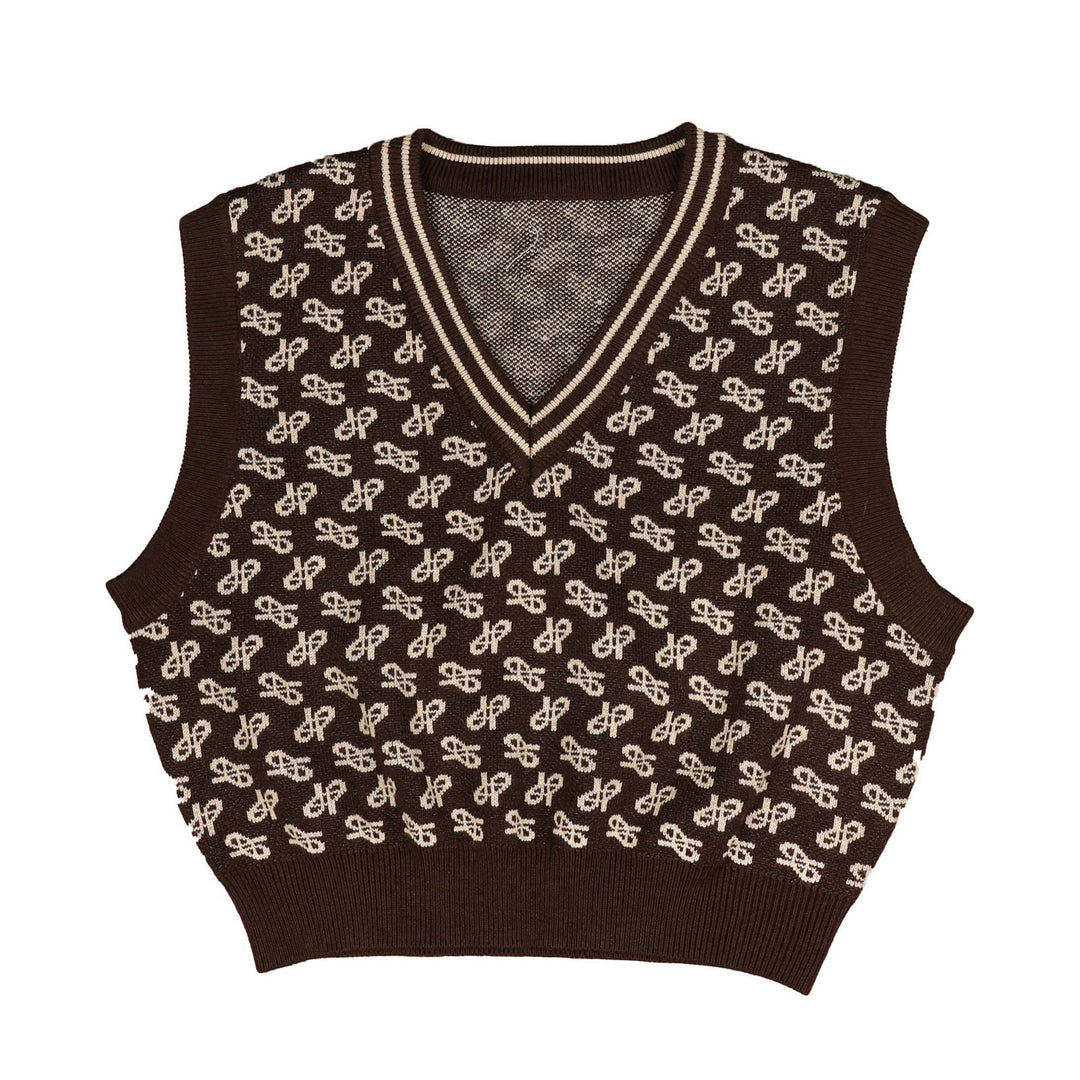 HKN040 H INTARSIA VEST - BROWN