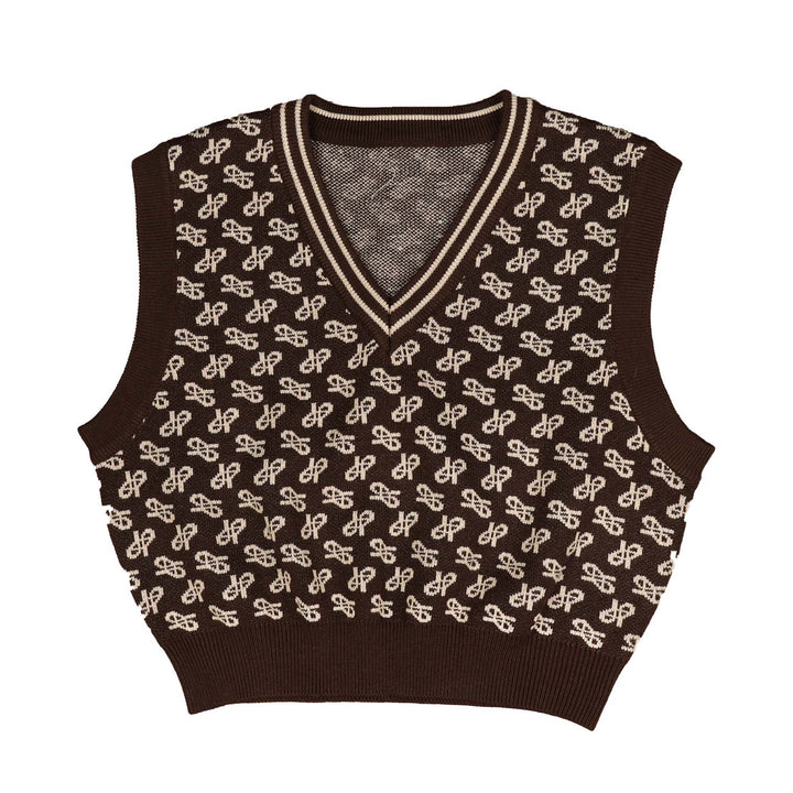 HKN040 H INTARSIA VEST - BROWN