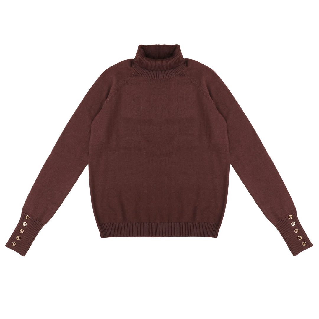 HKN048 TURTLENECK WITH SLEEVE BUTTONS - PLUM
