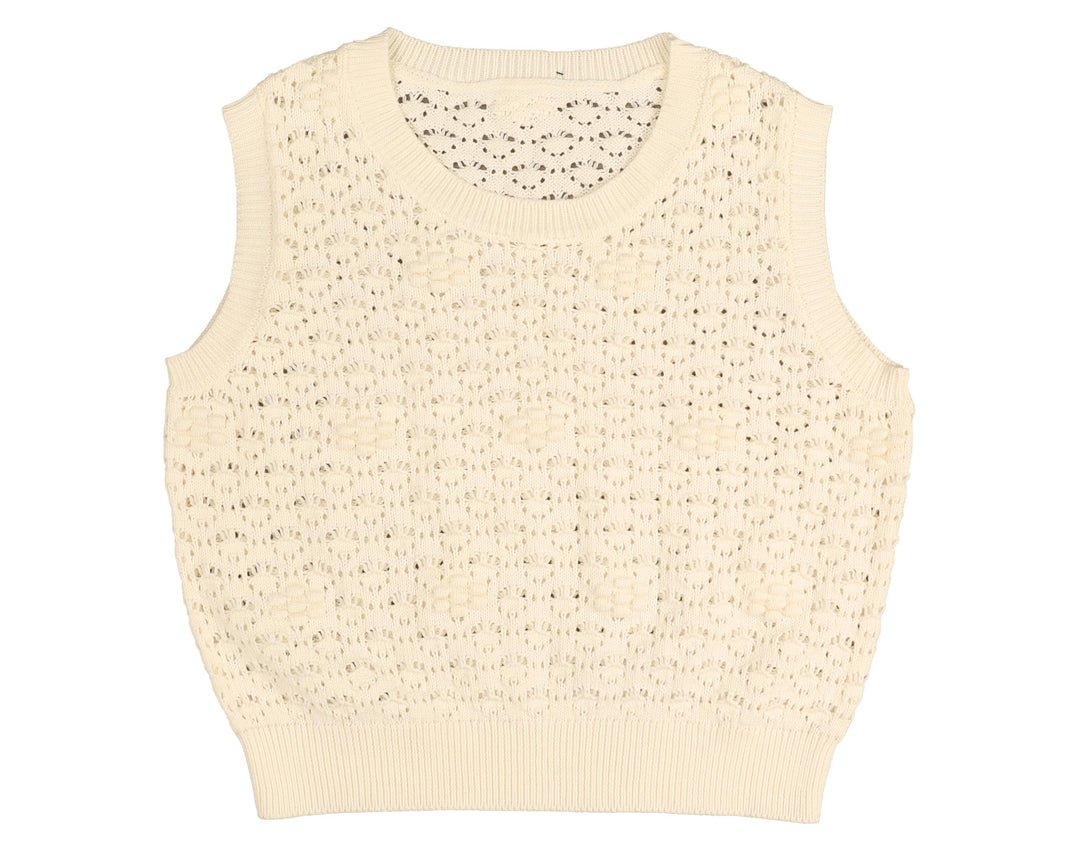 HKN543-TEXTURED VEST-Cream