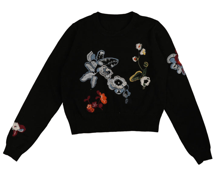 HKN837-SCATTERED FLORAL EMBROIDERY KNIT-MULTICOLOR