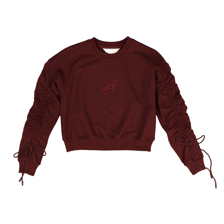 HSH038 SWEATSHIRT WITH PULLYSTRING GATHERED SLEEVES - BURGUNDY