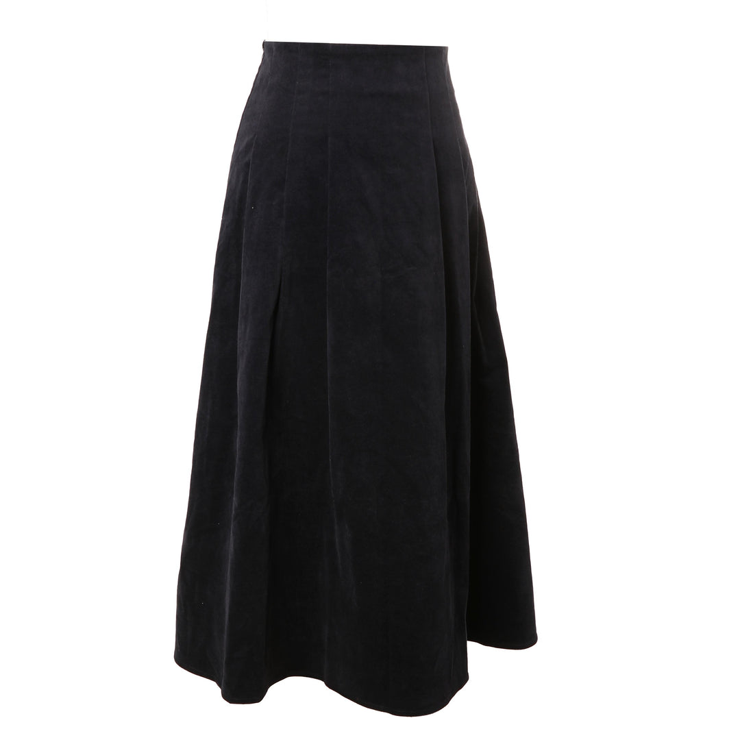 HSK018 CORD PLEAT SKIRT - DUSTY BLUE