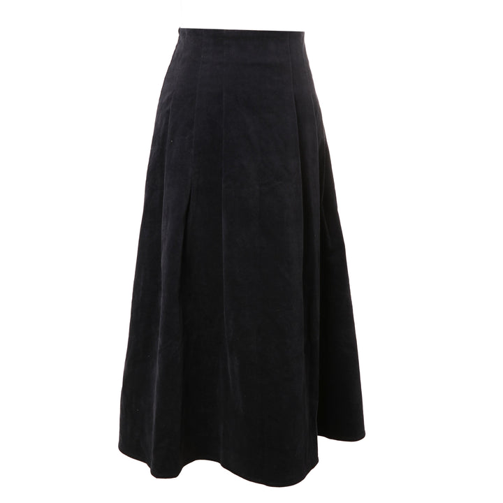 HSK018 CORD PLEAT SKIRT - DUSTY BLUE