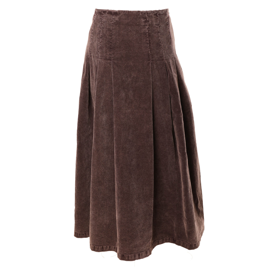 HSK018 CORD PLEAT SKIRT - PLUM