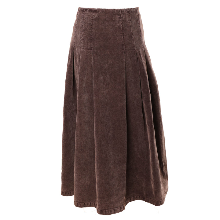 HSK018 CORD PLEAT SKIRT - PLUM
