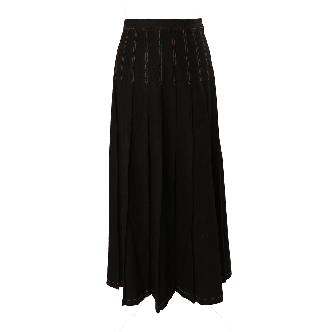 HSK019 KNIFE PLEAT SKIRT - BLACK