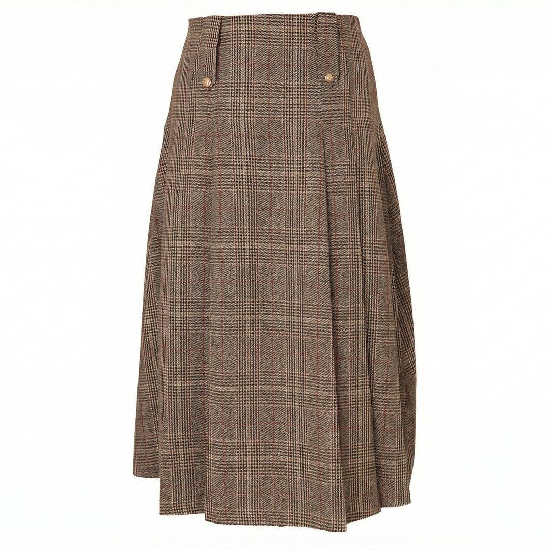 HSK026 TAB WAIST SKIRT - PLAID