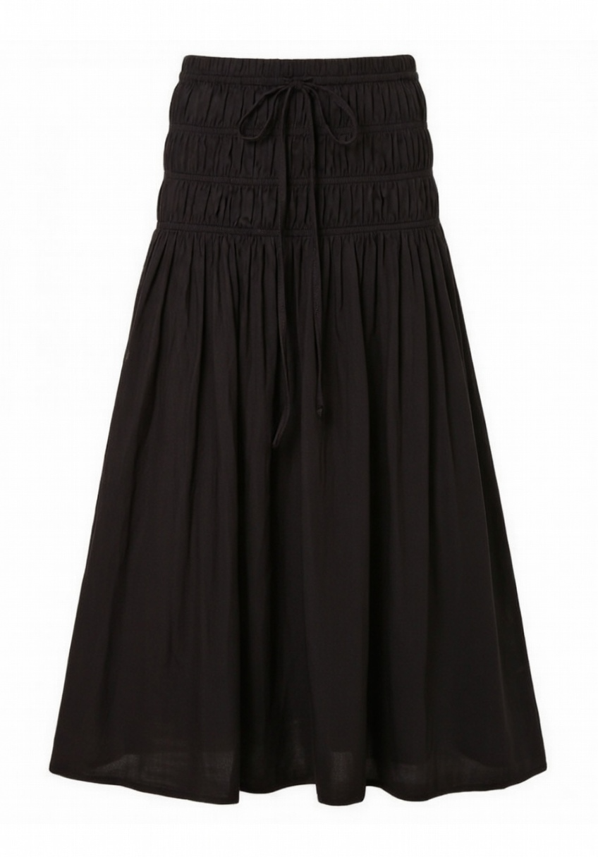 HSK058 SKIRT WITH WAIST TUNNELS - BLACK
