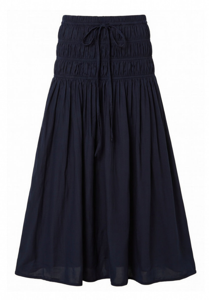 HSK058 SKIRT WITH WAIST TUNNELS - NAVY