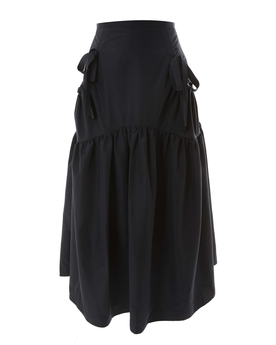 HSK510-TAFFETA BOW DETAIL SKIRT-Navy