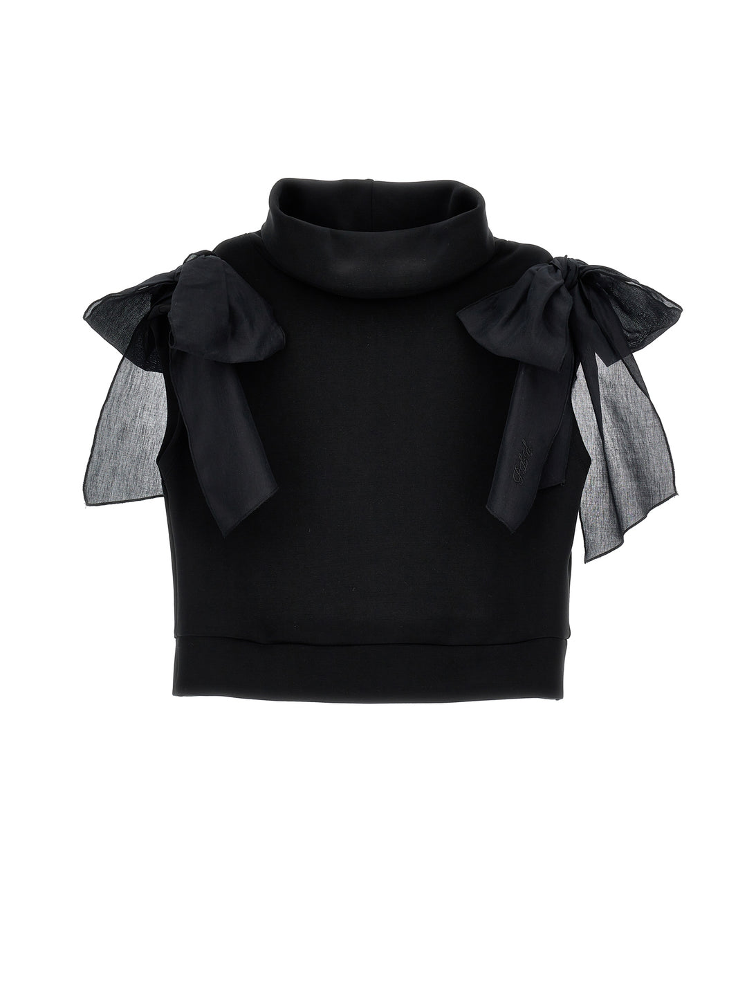 I1H305 NERO SLEEVELESS TURTLENECK WITH BOWS ON SHOULDER