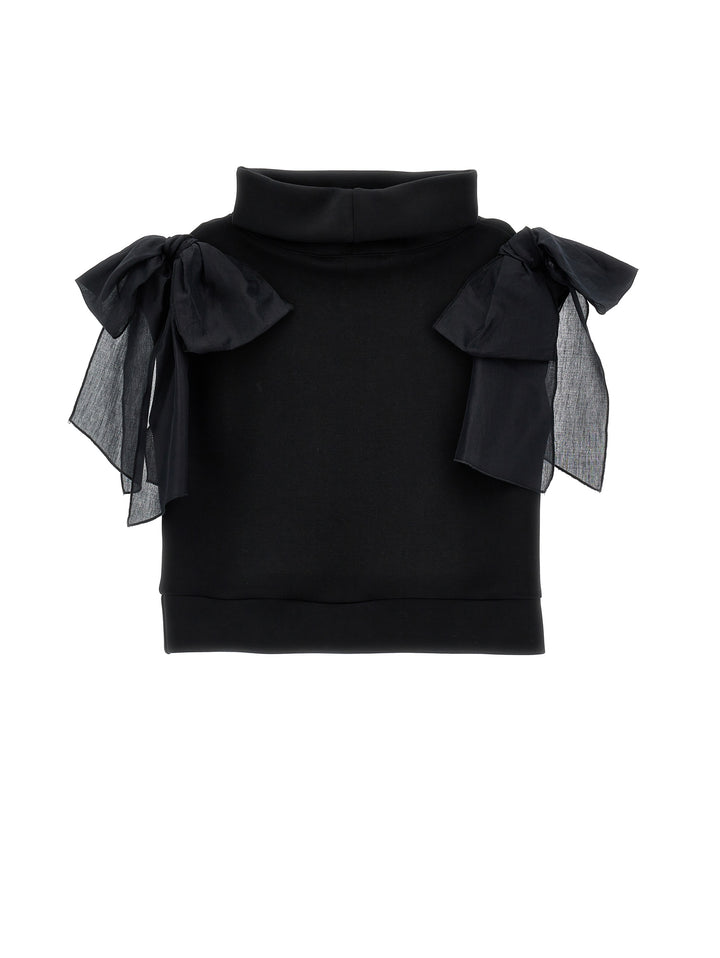 I1H305 NERO SLEEVELESS TURTLENECK WITH BOWS ON SHOULDER