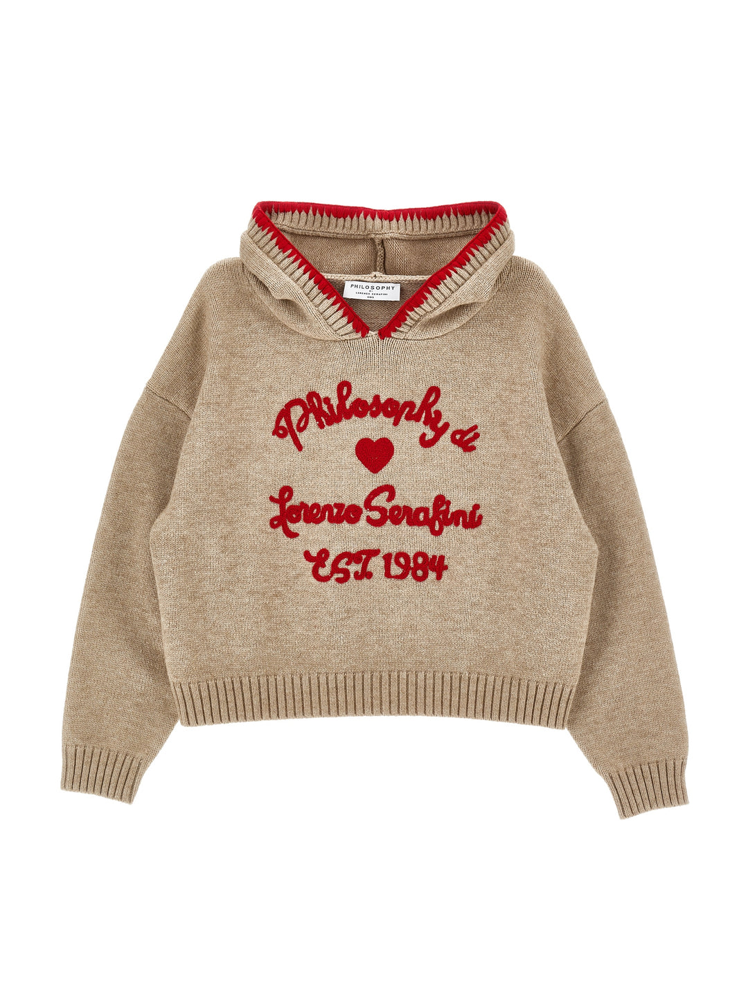 I9F608 6058-LS HOODIE W LOGO-BEIGE