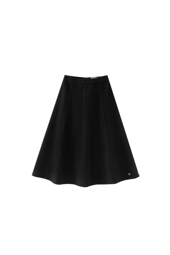 WOOL CIRCLE SKIRT-BLACK